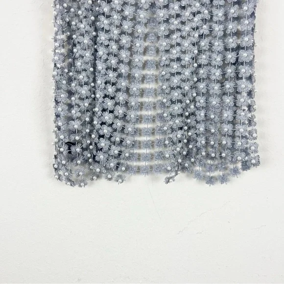 Anthropologie Floral Pearl Silver Top - Picture 4 of 7